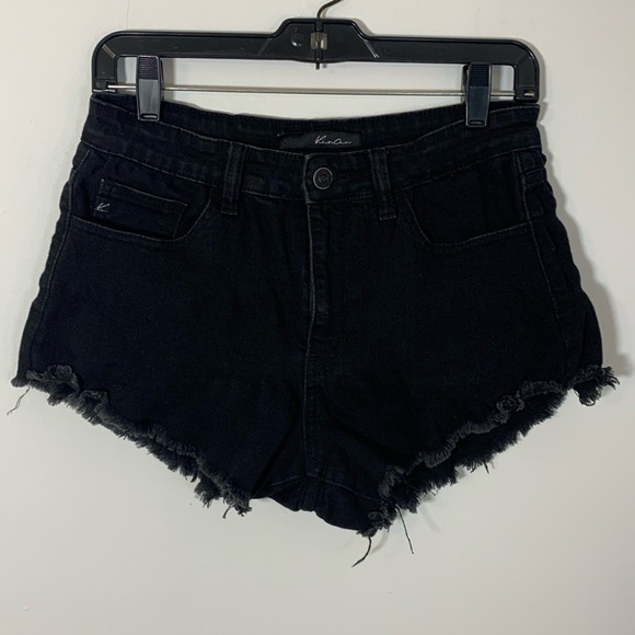 KanCan Pants - Kancan Black Denim Jean Shorty Short Size 9 Waist 28 Raw Hem